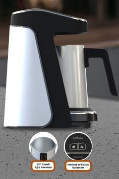 Süt Beyazı Avantajlı İkili Set Paketi Çelik Türk Kahve Makinesi Tost Izgara Makinesi