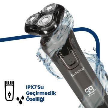 Gravity Led Ekranlı 2in1 Islak Kuru Ipx7 Su Geçirmez Esnek Oynar Başlıklı Tıraş Makinesi