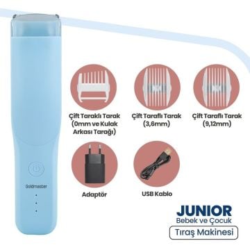 Junior Vakumlu Sessiz Emniyet Kilitli Yıkanabilir Bebek Çocuk Saç Kesme ve Tıraş Makinesi