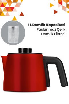 Mat Kırmızı 2200 Watt Paslanmaz Çelik Çay Makinesi Ve Su Isıtıcısı St-7305K