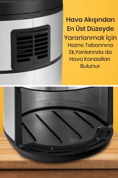 Foodfry Özel Tasarım Tutma Kolu Taşınabilir 2000w Inox Dokunmatik Airfryer Yağsız Sıcak Hava Fritözü