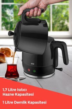 Ladem Siyah Geniş Kapasiteli 2200 Watt Paslanmaz Çelik Çay Makinesi Ve Su Isıtıcısı