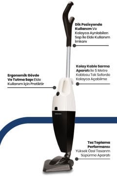 Nova 2 Lt Toz Hazneli 800 W Yıkanabilir Filtreli 2in1 Dikey Elektrikli Süpürge