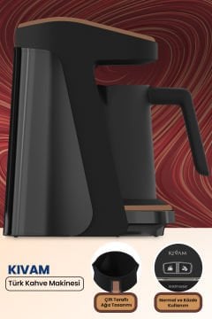 Kıvam Eco Siyah Geniş Hazneli Akıllı Yerleştirme Patentli Türk Kahve Makinesi