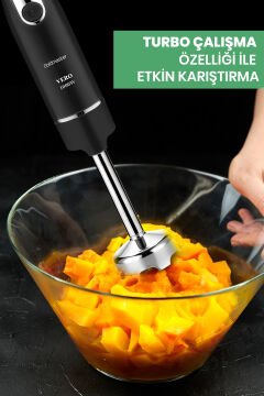 Vero Siyah 4 Bıçaklı Paslanmaz Çelik Turbo Hız Ayarlı El Blender By5211