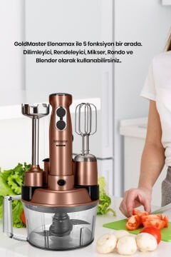 Goldmaster ElenaMax Gold Hız Ayarlı Motor 5 in 1 Mutfak Robotu Multi Blender Seti