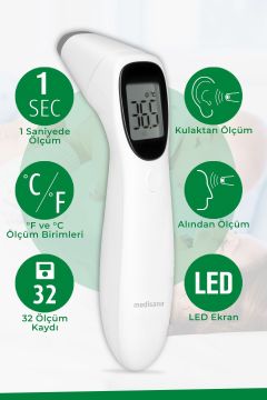 Alman Tasarım Alından ve Kulaktan Temassız Ateş Ölçer 48613