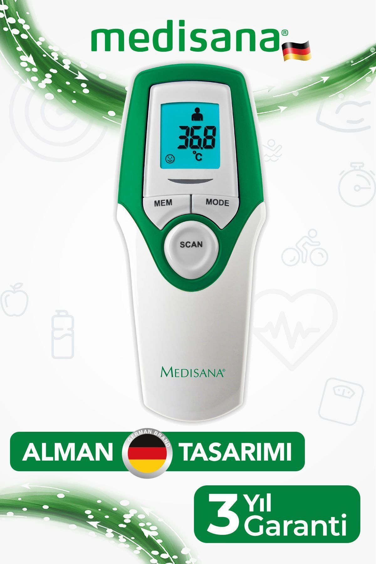 Alman Tasarım Infrared Thermometer Dijital Uzaktan Temassız Ateş Ölçer