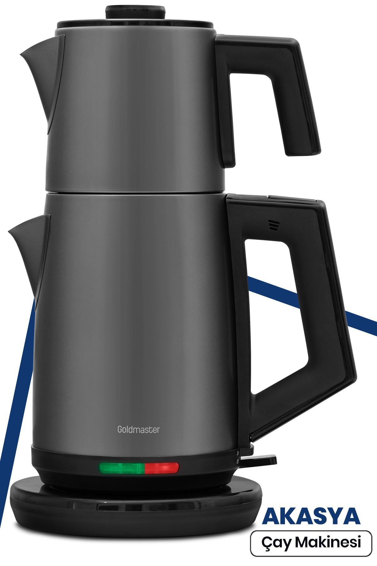 Akasya Antrasit XL 2200 Watt Damlatmayan Tasarımı ile Paslanmaz Çelik Çay Makinesi Ve Su Isıtıcısı