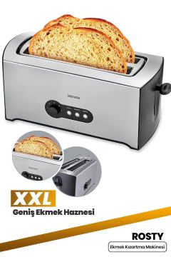 Rosty Xxl Inox Geniş Ekmek Hazneli 7 Seviyeli Buz Çözme Özellikli Ekmek Kızartma Makinesi