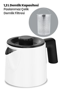 Demre Süt Beyazı Xl 30 Bardak Kapasiteli 2200 Watt Paslanmaz Çelik Çay Makinesi Ve Su Isıtıcısı