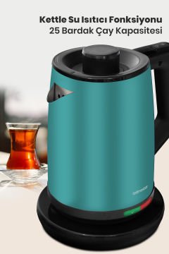 Teachef Yeşil Paslanmaz Çelik Damlatmayan Tasarım Çelik Çay Makinesi Ve Su Isıtıcısı