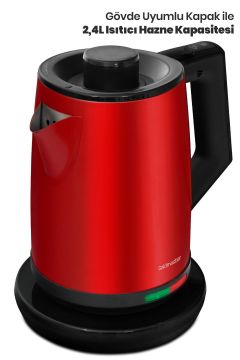 Yudum Mat Kırmızı Paslanmaz Çelik 2200 Watt Çelik Çay Makinesi Ve Su Isıtıcı