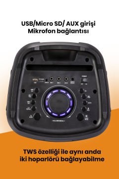 Taşınabilir Şarj Edilebilir Party Box Işıklı Bluetooth Hoparlör