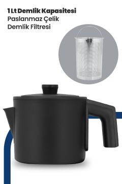 İncedem Damlatmaz Ağız Çelik Çay Makinesi Ve Su Isıtıcısı Siyah