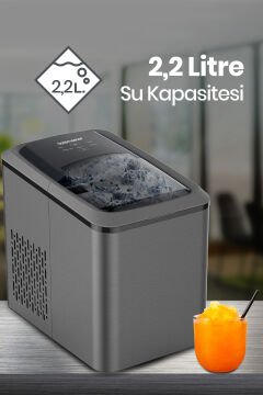 Iceberg Dokunmatik Led Ekranlı 2.2 Litre Geniş Hazneli 24 Saatte 12 Kg Buz Yapma Makinesi GM7954