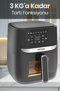 Bella 1700w Xl Dokunmatik Cam Kapaklı Aydınlatmalı 3kg Tartı Fonksiyonlu Airfryer Sıcak Hava Fritözü