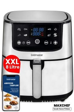 Maxchef 8 Litre Inox Geniş Hazneli XXL Yeniden Isıtma Fonksiyonlu Airfryer Sıcak Hava Fritözü