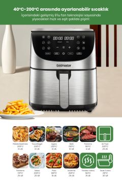 Freshcook 1800 Watt Inox Xl Dokunmatik 8 Ön Programlı Airfryer Yağsız Kızartma Sıcak Hava Fritöz