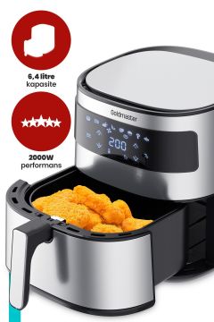 Premio 2000 Watt Yüksek Güç 6,4 Litre Inox Geniş Xxl Dokunmatik Airfryer Yağsız Sıcak Hava Fritözü