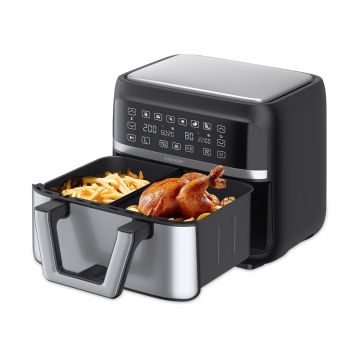 Doublefry 2850w 9 Litre 3xl Dev Tek Ve Çift Hazneli Dokunmatik Airfryer Yağsız Sıcak Hava Fritözü