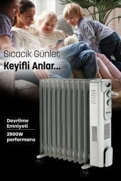 İklim 2900W 11 Dilim Isı Termostat ve Fan Ayarlanabilir Devrilme Emniyetli