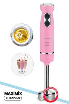 Maximix Pembe 1000 Watt 4 Bıçaklı Paslanmaz Çelik Turbo Hız Ayarlı El Blender