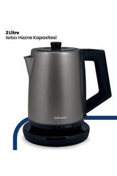 Beliz 2200 Watt Paslanmaz Çelik 2 Litre Kettle Su Isıtıcısı Antrasit Gm7376an