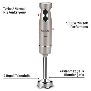 Projoy 4 Bıçaklı Sessiz 2 Kademeli Paslanmaz Çelik 1000w El Blender