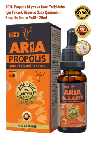 ARIA Propolis Yetişkinler İçin Suda Çözünebilir Yüksek Değerde Propolis Damla %18 - 20ml