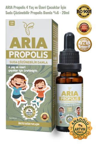 ARIA Propolis 4 Yaş ve Üzeri Çocuklar İçin Suda Çözünebilir Propolis Damla %6 - 20ml