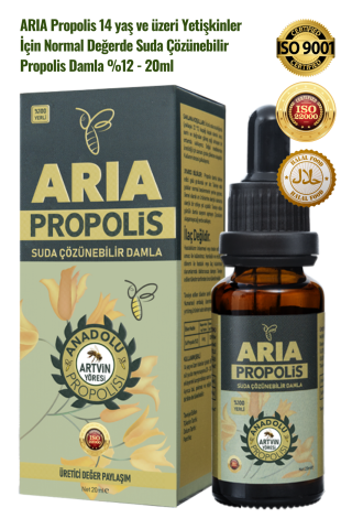 ARIA Propolis Yetişkinler İçin Suda Çözünebilir Normal Değerde Propolis Damla %12 - 20ml