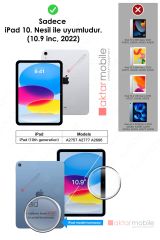 Apple iPad 10. Nesil 2022 10.9'' inc Ekran Koruyucu Nano Kırılmaz Esnek Ultra İnce Üstün Koruma