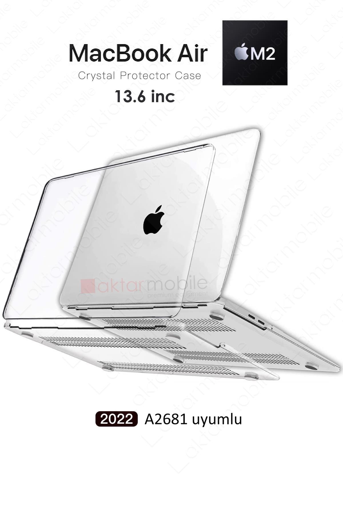 MacBook Air M2 13.6'' 2022 A2681 uyumlu Kılıf Koruyucu Kapak Parlak Şeffaf Tasarım Hava Kanallı