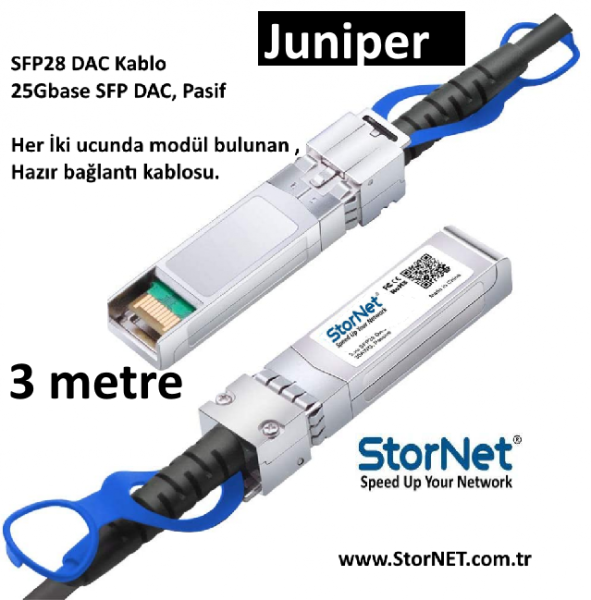 DAC Kablo 25G Juniper Switch uyumlu SFP28 (3 Metre) StorNET