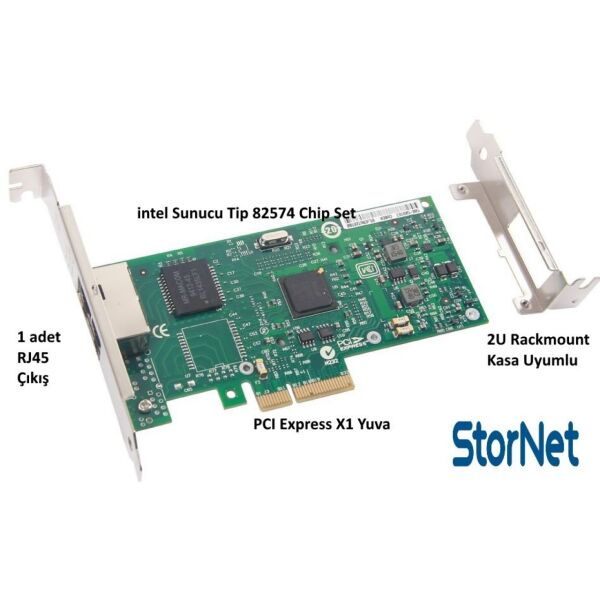 Ethernet Kartı 1 Gigabit intel 82574 Chip Tek Port RJ45