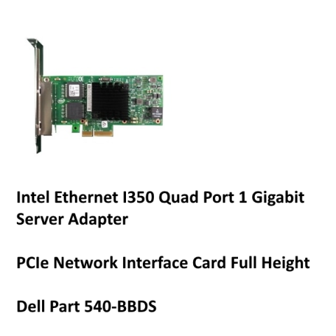 DELL 540-BBDS Intel I350 Quad Port 1 Gigabit PCIe Ethernet Kart