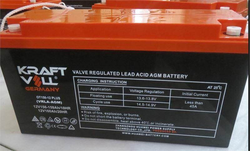 Kraftvoll AKU 12V 150 AH (10HR),160 AH (20 HR) PLUS VRLA AGM OT150 (484X170X241X241)