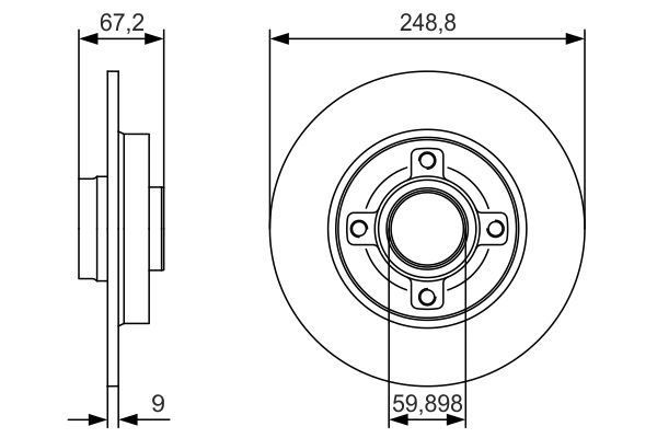 Bosch ARKA FREN DISK AYNASI C4 P307 (PORYALI RULMANSIZ)1.4I 1.6HDI 1.6I 2.0HDI 2.0I (249X9X4DL)