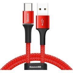 Baseus Halo USB to Type-C 0.5M Şarj ve Data Kablosu CATGH-A09 Kırmızı