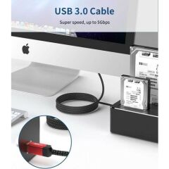 Jsaux  Usb-A To Usb-B 3.0 2 Metre USB 3.0 Type-B Yazıcı Kablosu Yüksek Akım Kablosu Örgülü Bağlantı Istasyonu, Harici Sabit Sürücüler, Tarayıcı, Yazıcı ve Daha Fazlasıyla Uyumlu CD0007 Kırmızı