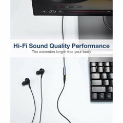 Jsaux Kulaklık Aux Hi-Fi Jack Uzatma Kablosu 3.5mm Stereo Ses Uzatma Kablosu CM0002 2m Gri