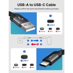 Jsaux Profesyonel Serisi  USB To Type-C 3 Amper Hızlı Şarj ve Data Kablosu 1 Metre CC0011