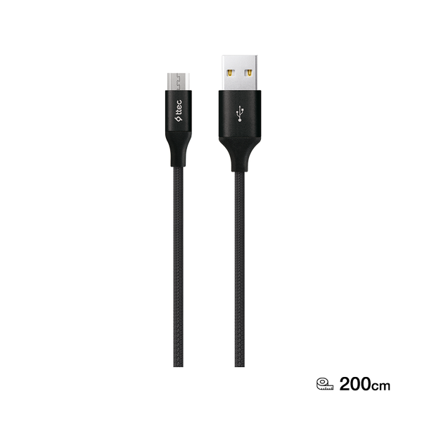 Ttec AlumiCable XL 2 m Micro USB Siyah Şarj Kablosu - 2DK21S