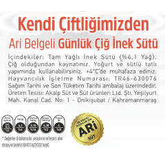 Günlük Çiğ İnek Sütü 3LT