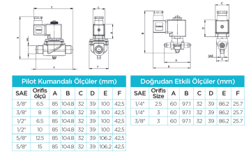 3/8'' RAKORLU 6.5 MM ORIFISLI PİLOTLU TIP SOLENOID VANA 12V