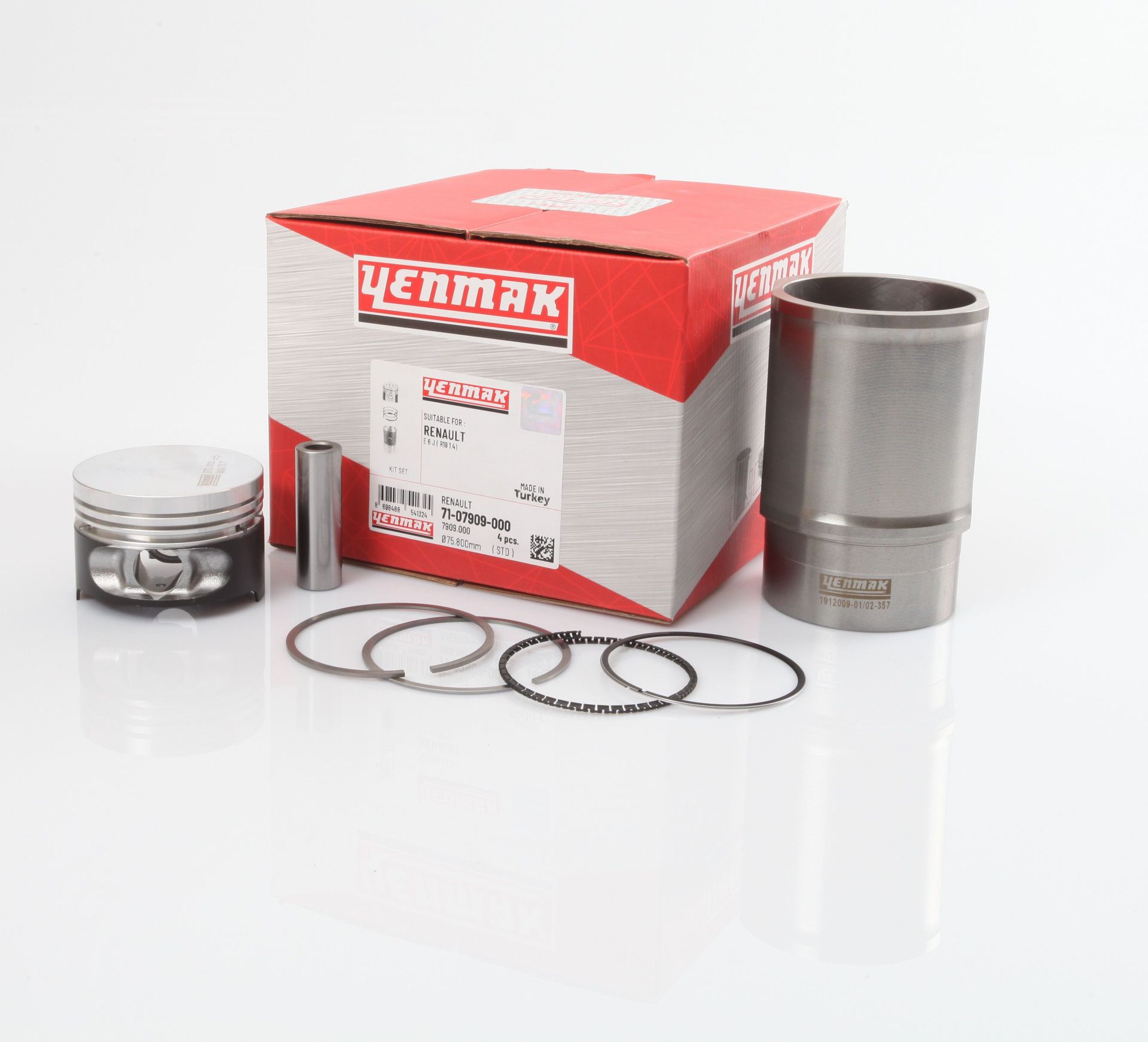Motor Piston + Segman + Gömlek STD (ADET) | Renault R9, R19, Clio 1-2, Kangoo 1.4i 8V E7J