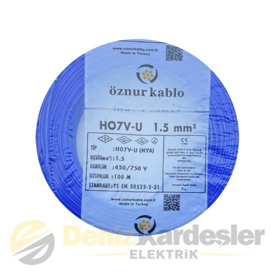 ÖZNUR 1,5mm NYA KABLO MAVİ