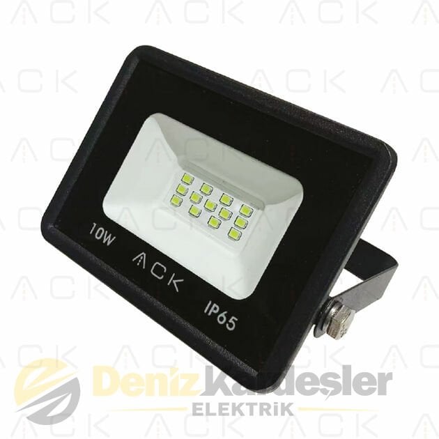 Ack 10W Siyah Led Projektör 3000K