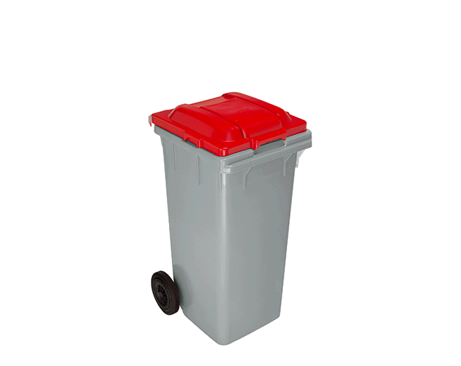 Hipaş Plastik - 120 Lt. 2 Tekerlekli ve Kapaklı Çöp Konteyneri (480x530x950 mm) - ÇK-400 GK